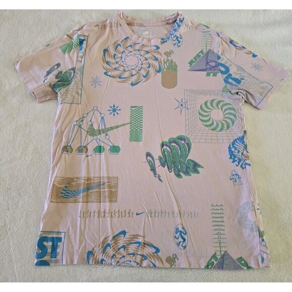 Nike NSW Festival All Over Print Men's T-Shirt Size Medium FB9780 Pink - Picture 1 of 7